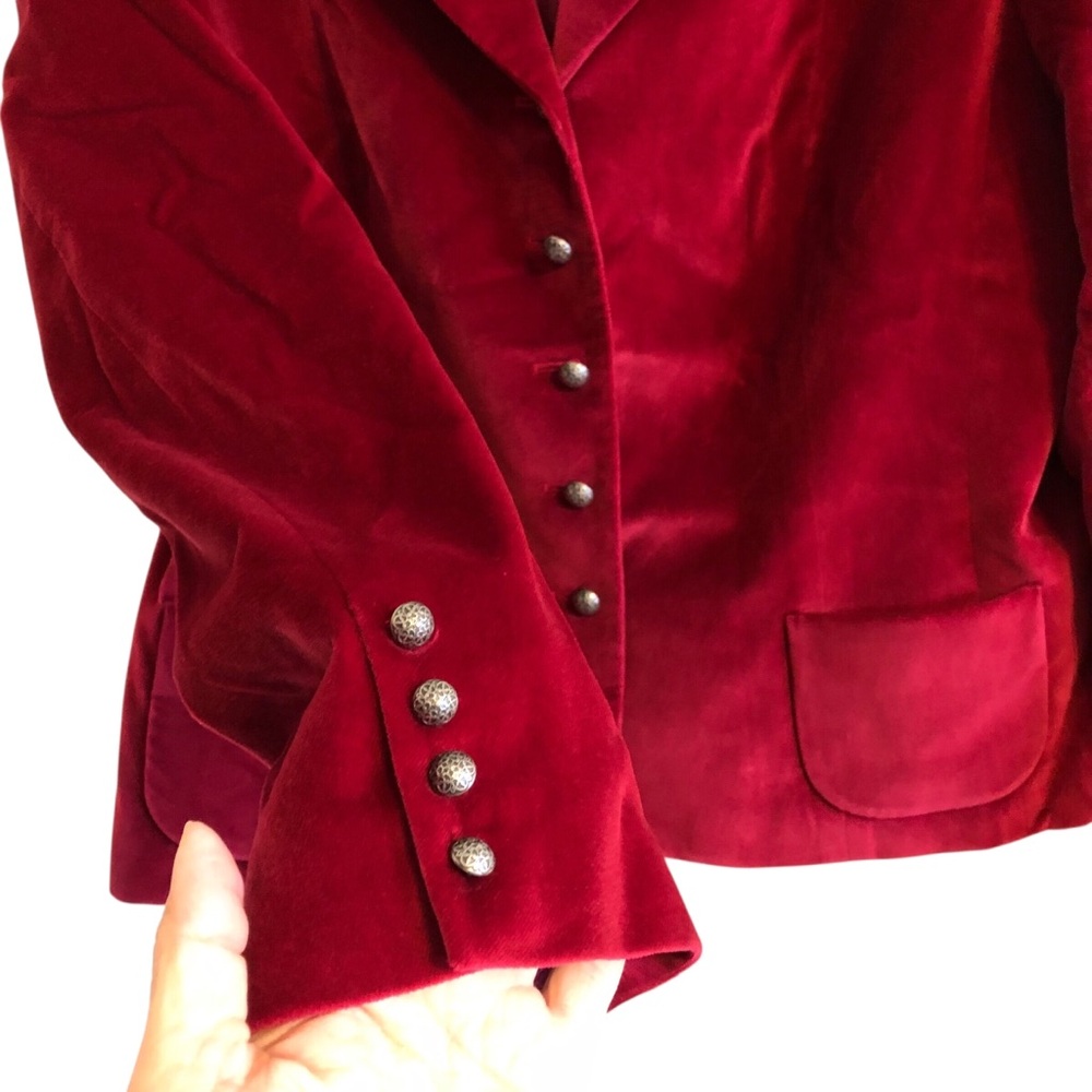 Talbots Rich Maroon Velvet Blazer - Picture 6 of 10